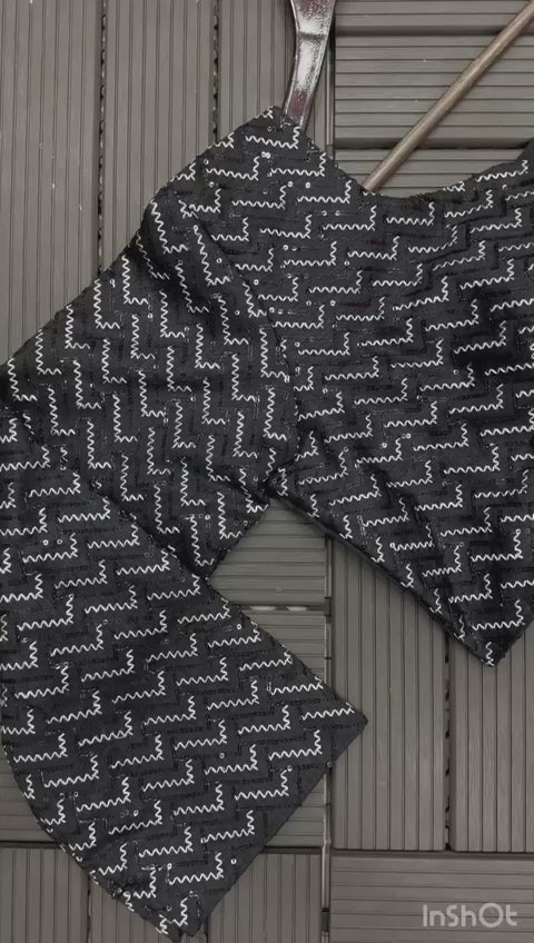 New Super Trending Black Embroidery Sequence Work Ready To Wear Saree