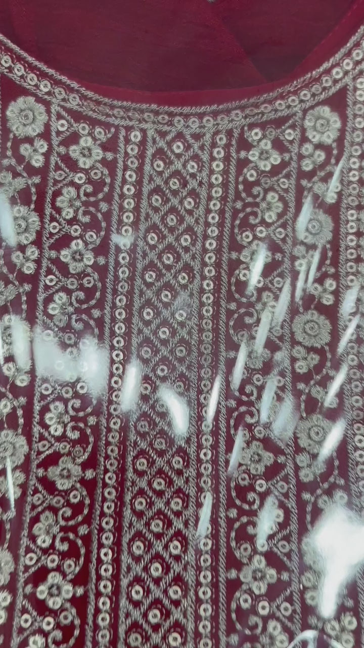 HEAVY PURE VICHITRA SILK FABRIC WITH FULL KALI PATTERN ANARKALI