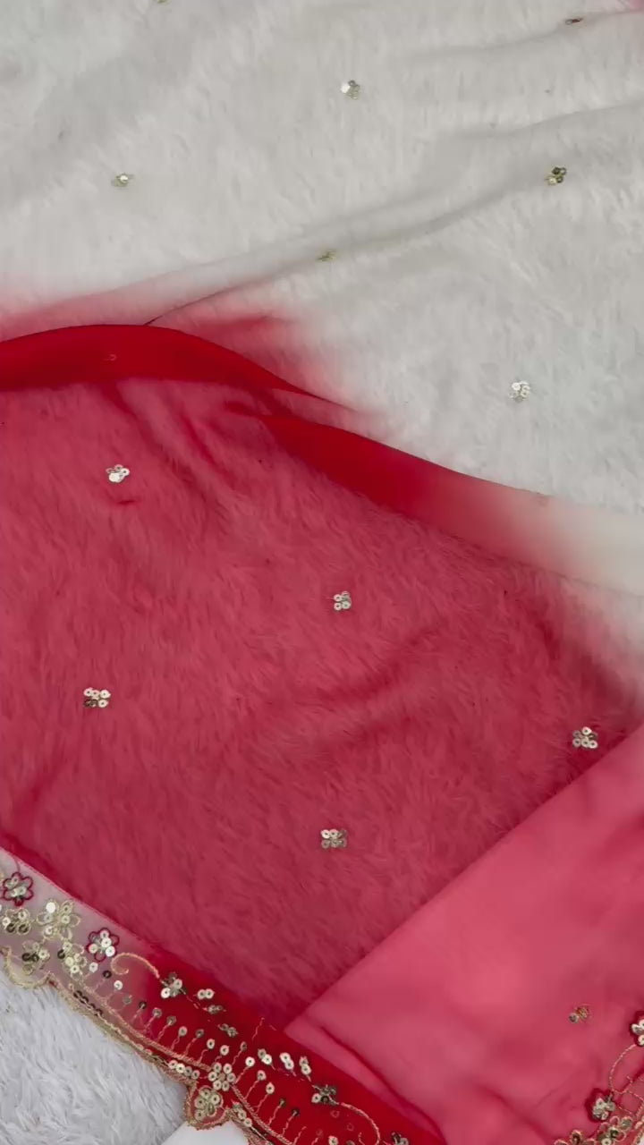 Embroidered Pakistani Sharara Suit with Organza Dupatta"