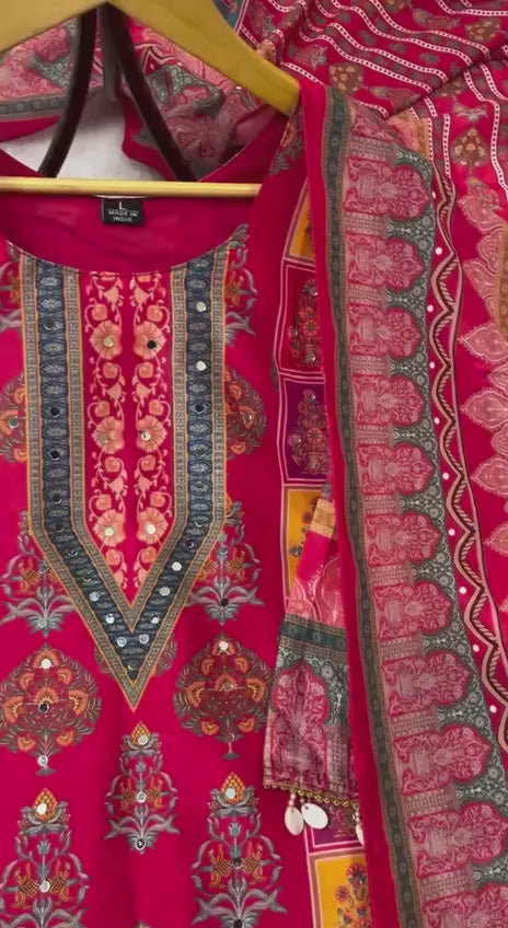 DESIGNER WEAR TRENDING TOP WITH PRINTED WORK WITH MIRROR WORK WITH TOP AND DUPATTA SET