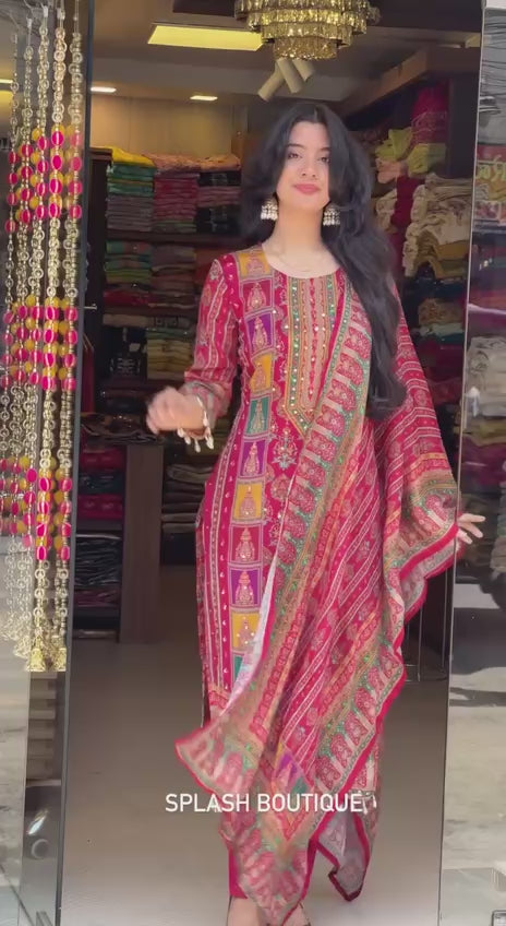 DESIGNER WEAR TRENDING TOP WITH PRINTED WORK WITH MIRROR WORK WITH TOP AND DUPATTA SET