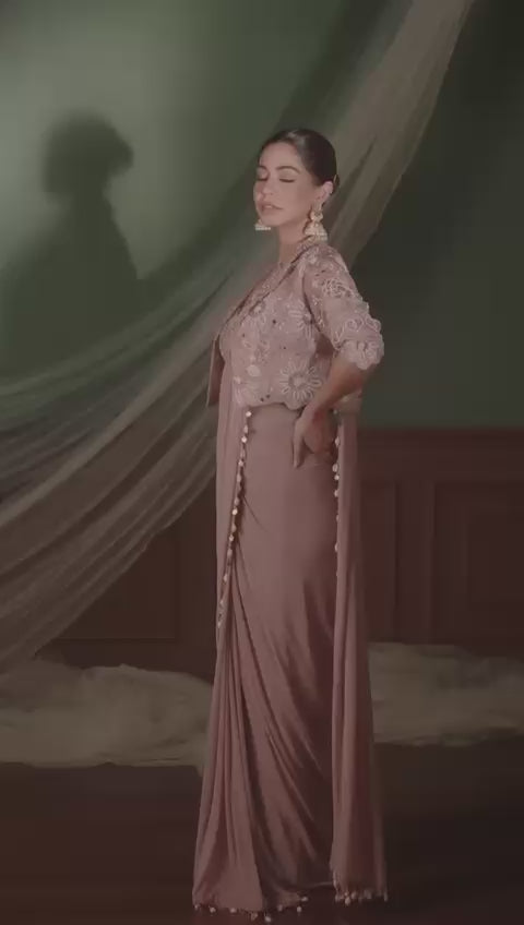 Premium Ready-To-Wear Saree Expertly Tailored With Precise Plats And A Refined Finish With Koti (Jacket)