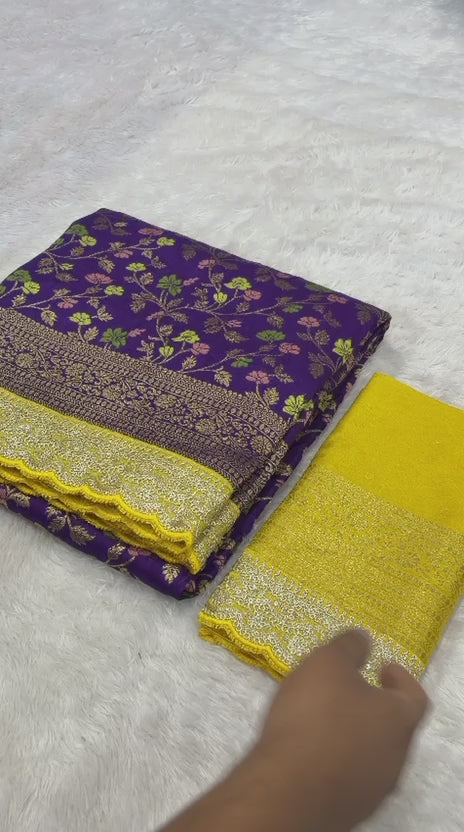 thread work border in full saree