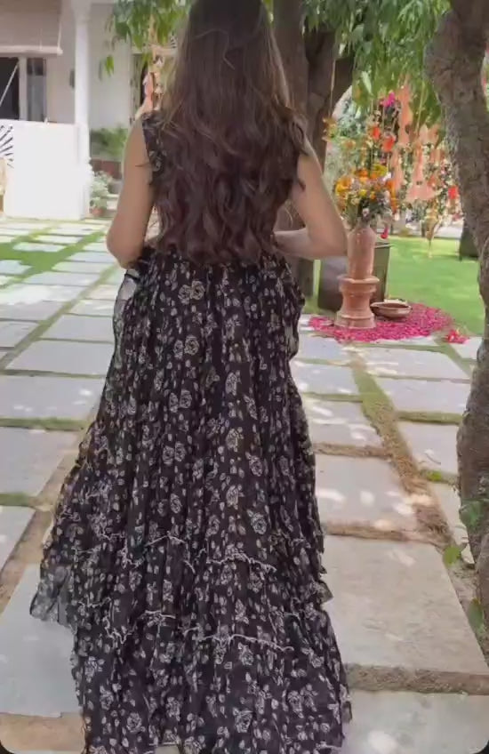 Midnight Petal Maxi Dress