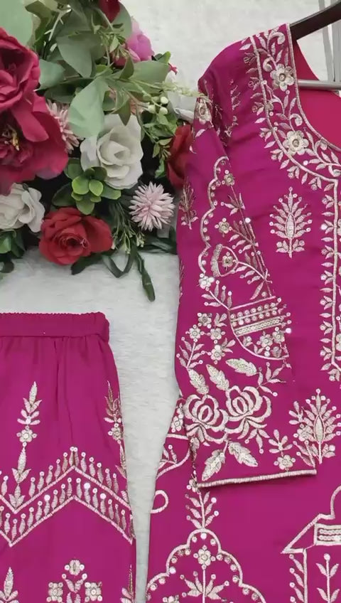 Design Trending Cp Vicitra Silk *Top, Sarara & dupatta* Reddy To Wear Look Design