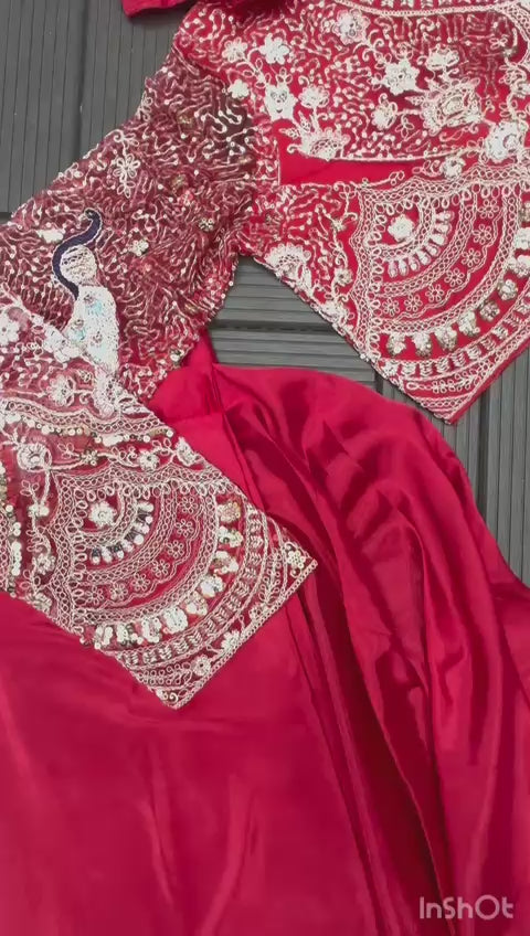 Buy New Super Trending Embroidery Sequence Work Ready To Wear Saree With Embroidery Blouse