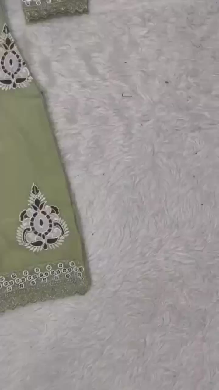 Designer Pakistani Style Party Wear Fendy Silk Top, Palazzo, and Dupatta Set