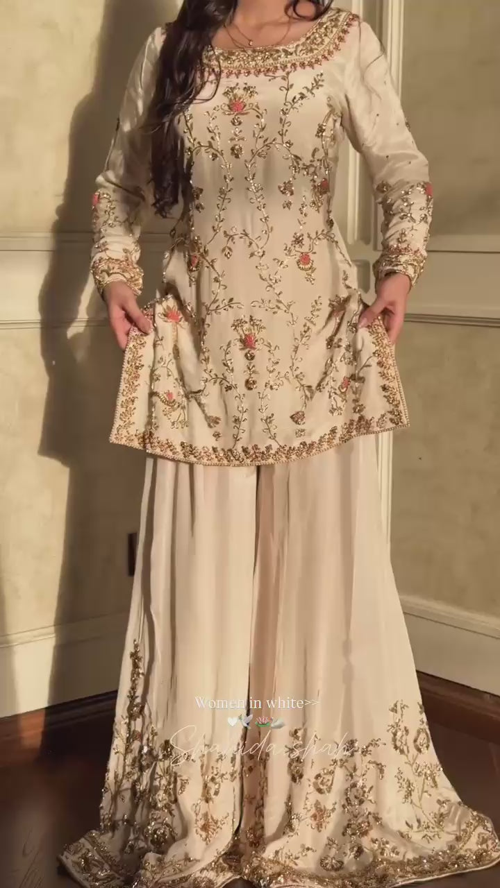 New Đěsigner Party Wear Look Heavy Cinon Silk Top Sarara & Dupatta Set