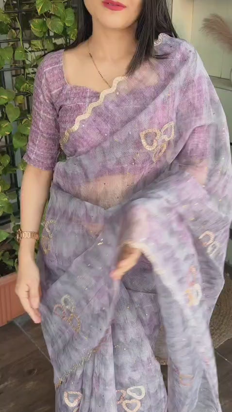 New Heart design Digital Print in Saree