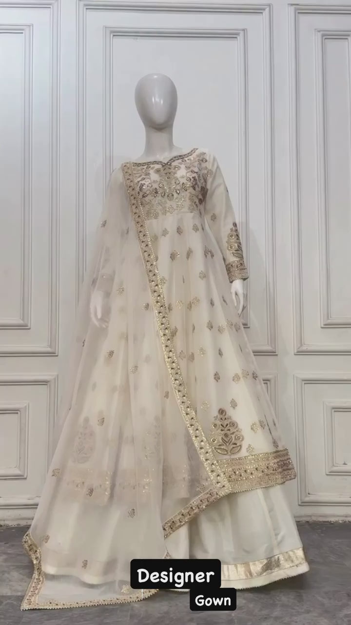 ✨ Designer Gown with Lehngha Set - 🎀 Crafted in Classy Tones with Premium Fabric & Detailing ✨