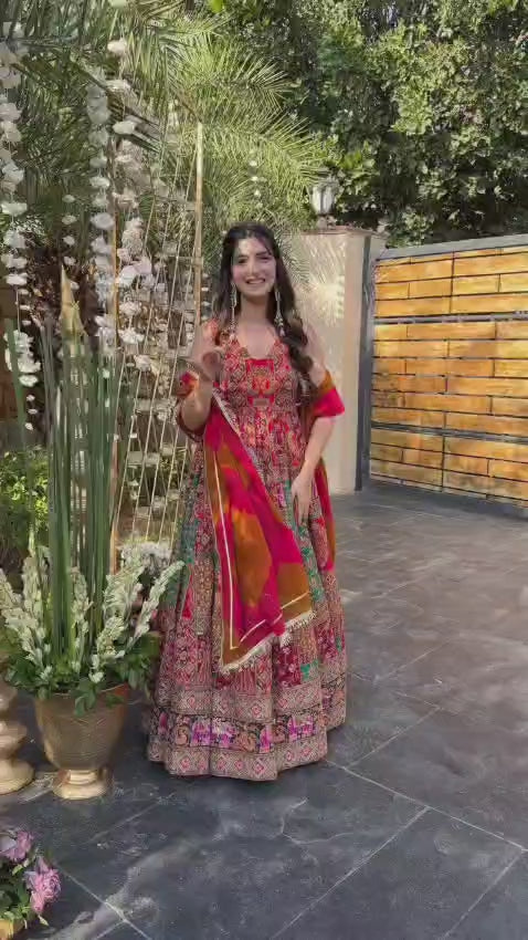Buy This Exquisite Printed Chinon Wedding Gown Set