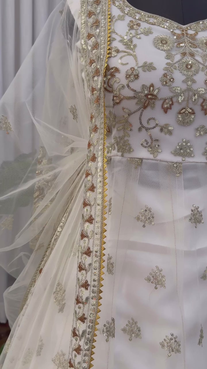 ✨ Designer Gown with Lehngha Set - 🎀 Crafted in Classy Tones with Premium Fabric & Detailing ✨