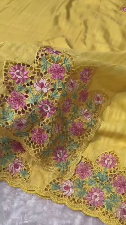 Embroidered work with cutwork