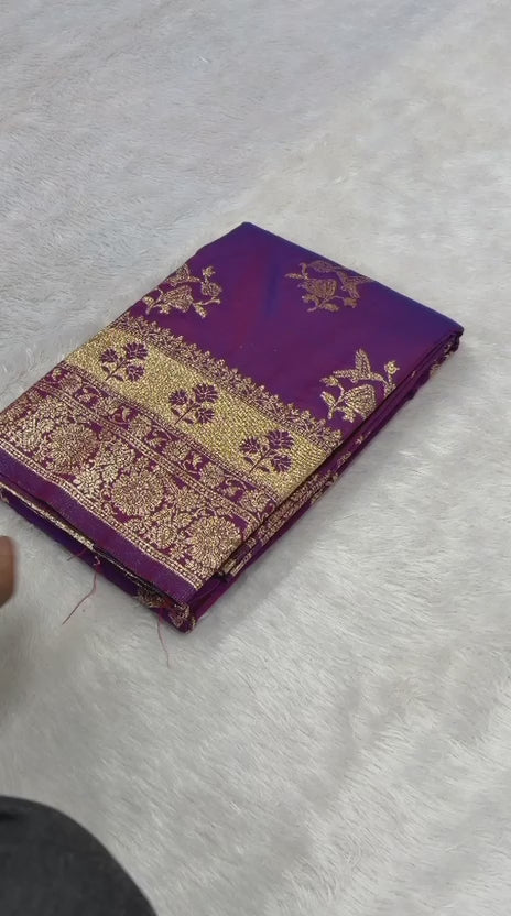 Pure Soft silk weawing blouse piece with sleeve border SAREE